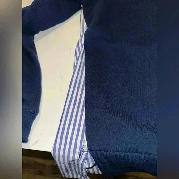 Banana Republic Womens Poplin Back Sweatshirt Navy Blue Womens SIZE L Preppy 90s - Picture 6 of 9